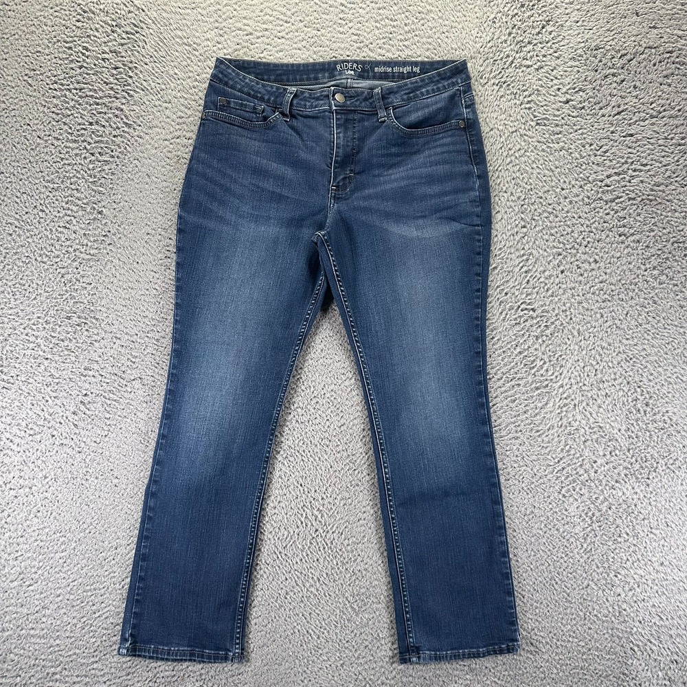 Lee Riders Jeans Womens 12P Blue Cotton Denim Straight Faded Workwear Stretch